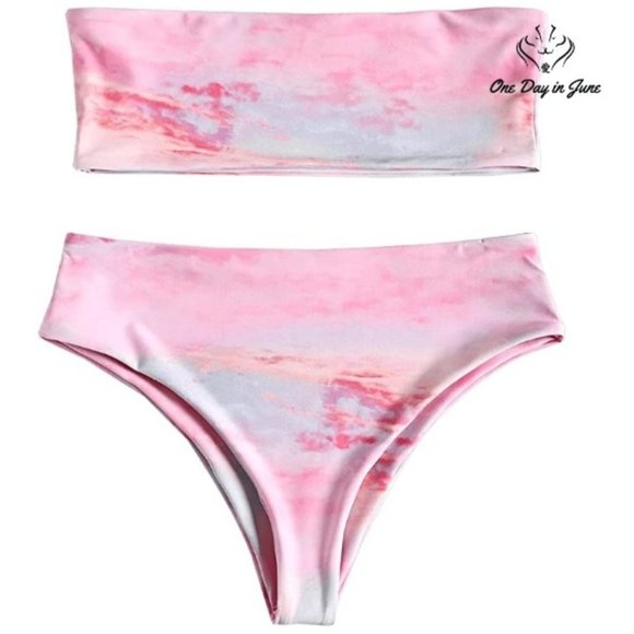 Zaful Other - Zaful Ombre Strapless Bandeau Bikini